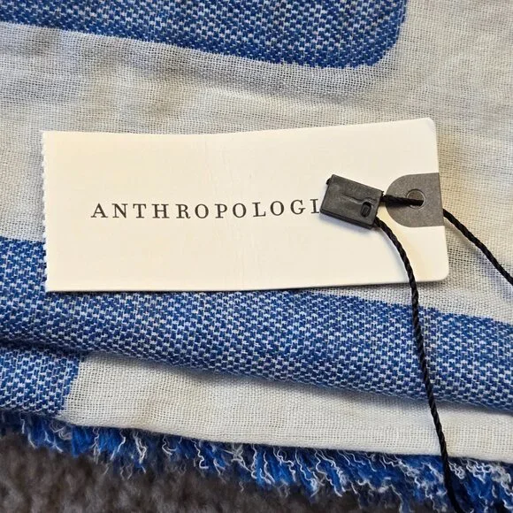 NWT Anthropologie Blue Cactus Sea of Saguaros Square Scarf - Picture 3 of 10